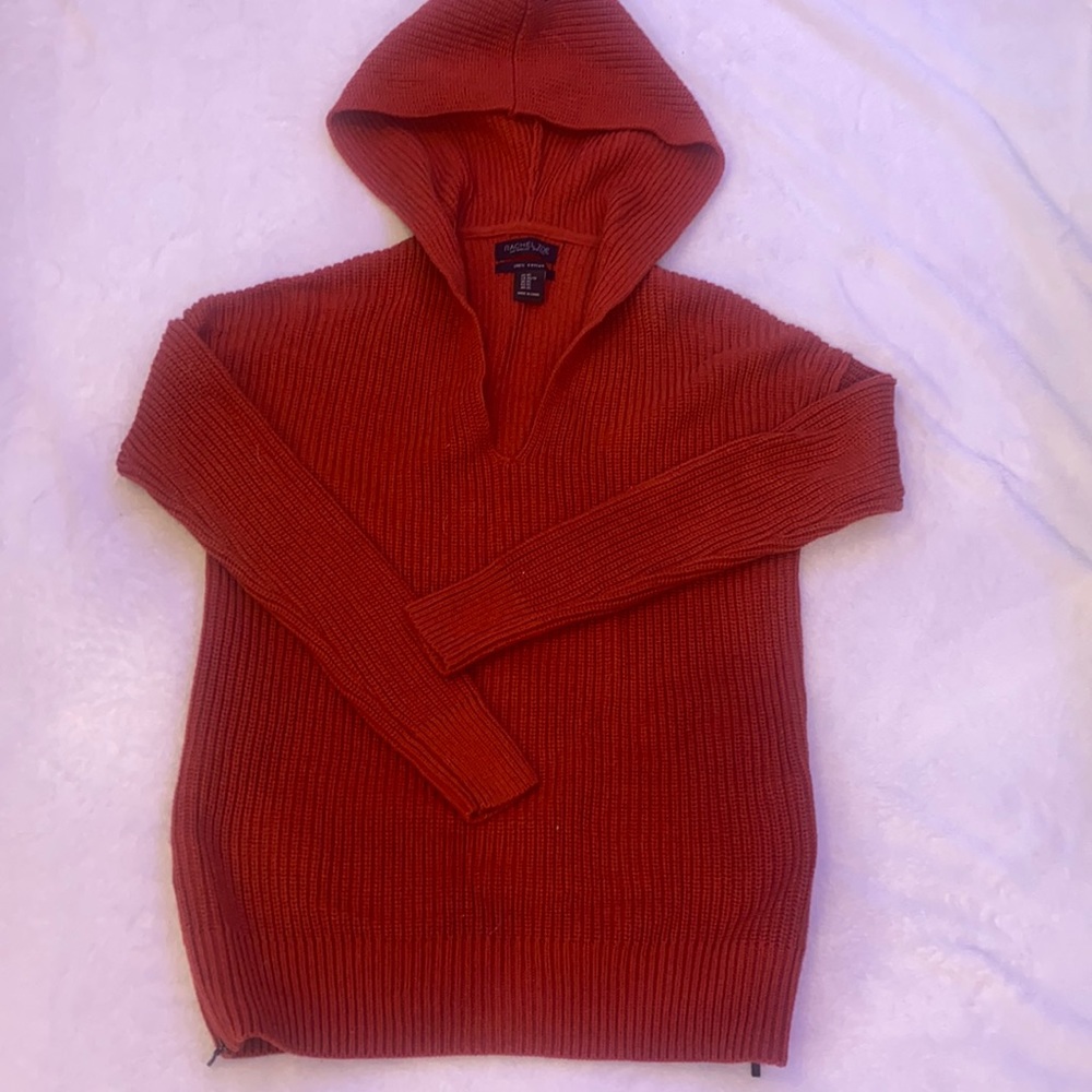 orange hooded rachel zoe sweater